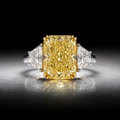 Briony 10 Carat Radiant Cut Fancy Intense Yellow Diamond Ring in Platinum