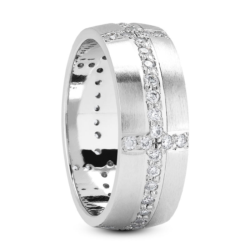 Matthew Men's Diamond Wedding Ring Round Cut Beading in Platinum