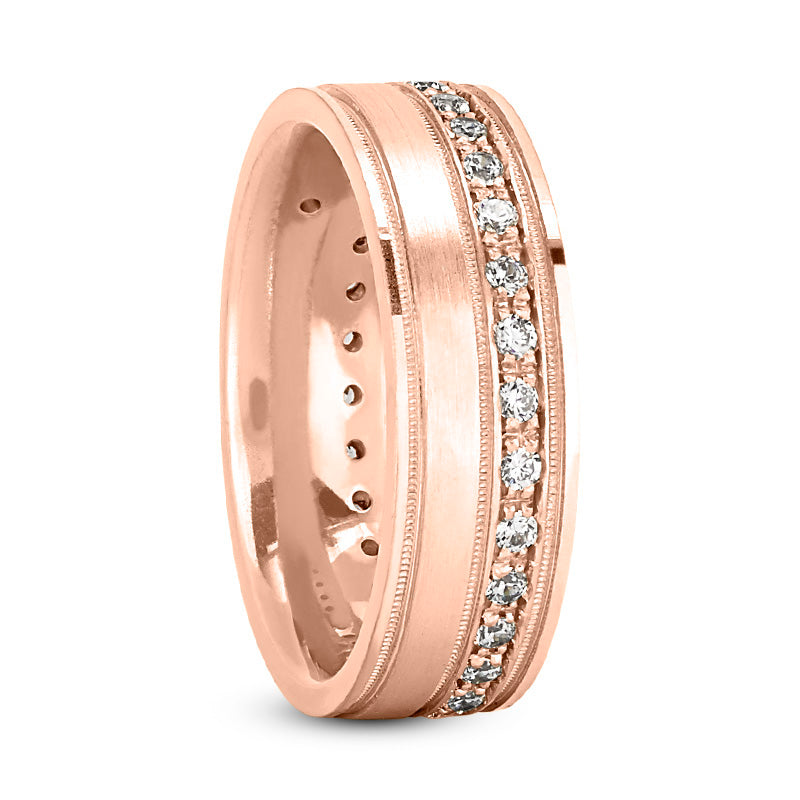 Santiago Men's Diamond Wedding Ring Round Cut Beading in 14K Rose Gold