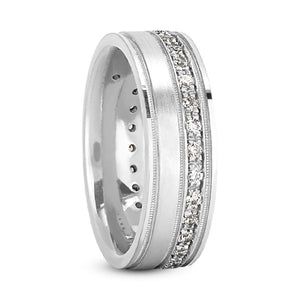 Santiago Men's Diamond Wedding Ring Round Cut Beading in Platinum