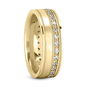 Santiago Men's Diamond Wedding Ring Round Cut Beading in 14K Yellow Gold