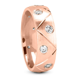 Weston Men's Diamond Wedding Ring Concave in 14K Rose Gold