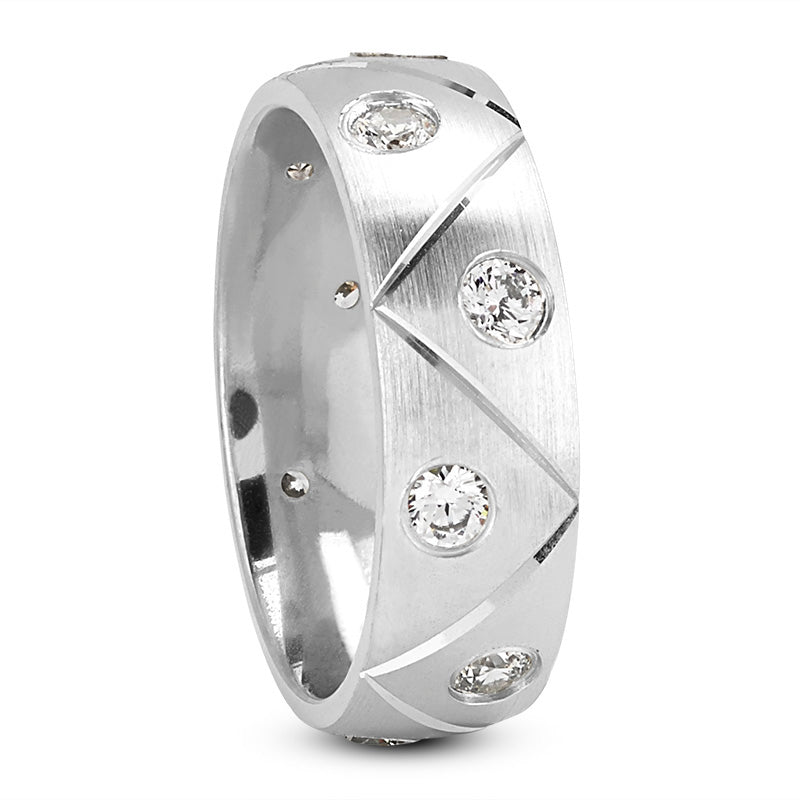 Weston Men's Diamond Wedding Ring Concave in 14K White Gold
