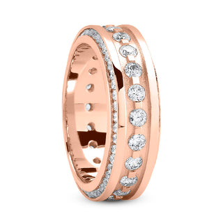 Grayson Men's Diamond Wedding Ring Round Cut Beading in 14K Rose Gold