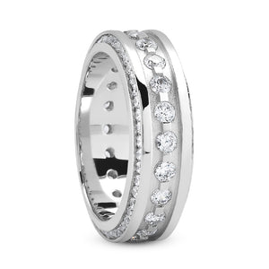 Grayson Men's Diamond Wedding Ring Round Cut Beading in 14K White Gold