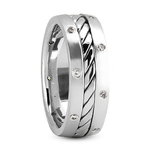 Lincoln Men's Diamond Wedding Cable Ring Round Cut in Platinum