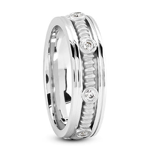 Axel Men's Diamond Wedding Rope Layered Ring Round Cut in 14K White Gold
