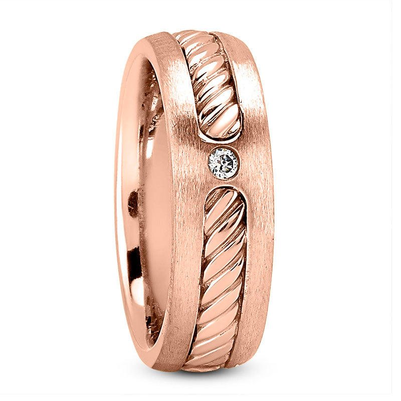 Miles Men's Diamond Wedding Cable Ring Round Cut in 14K Rose Gold