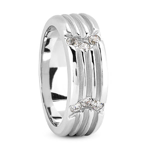 Roman Men's Diamond Wedding Ring Round Cut Layered Ring in Platinum