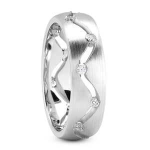 Wesley Men's Diamond Wedding Ring Round Cut Floating Diamonds in 14K White Gold