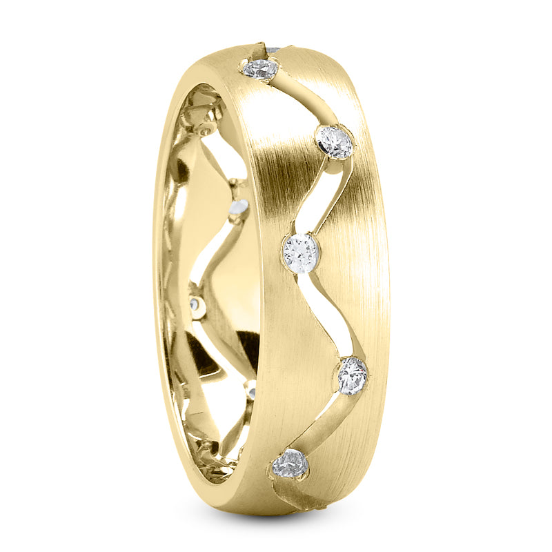 Wesley Men's Diamond Wedding Ring Round Cut Floating Diamonds in 14K Yellow Gold