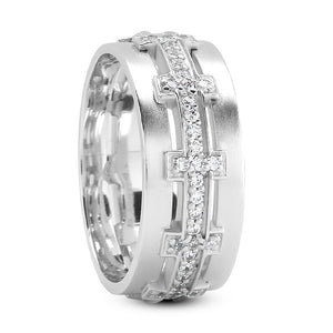 Ezekiel Men's Diamond Wedding Ring Round Cut Beading in Platinum