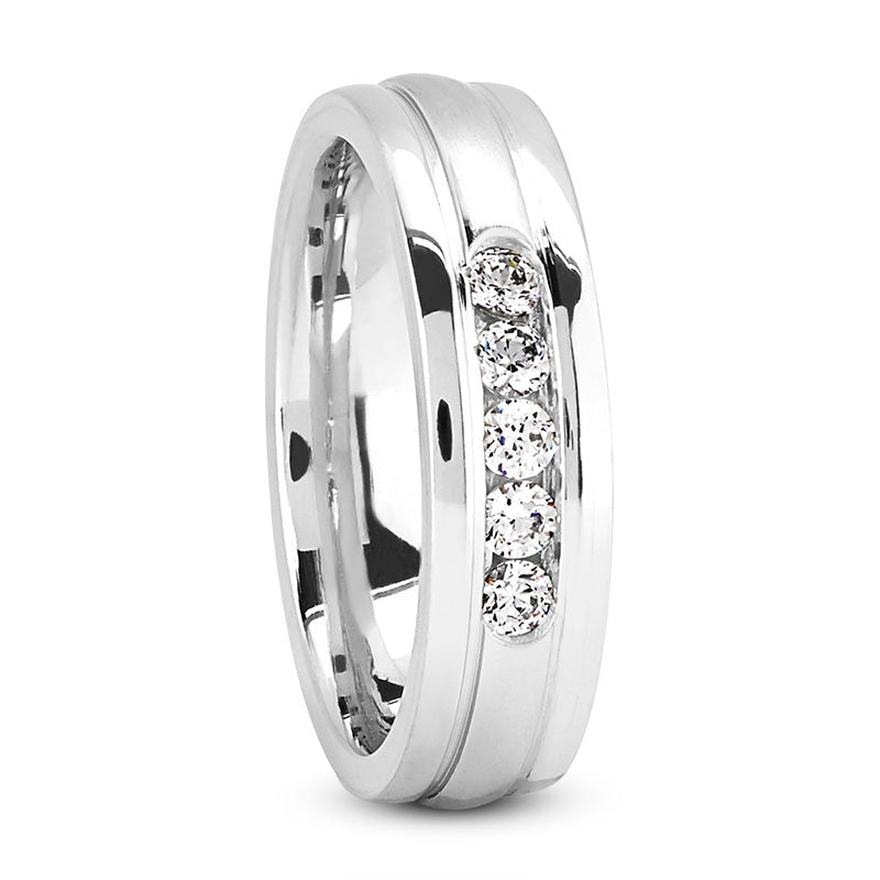 Waylon Men's Diamond Wedding Ring Round Cut Channel Set in Platinum