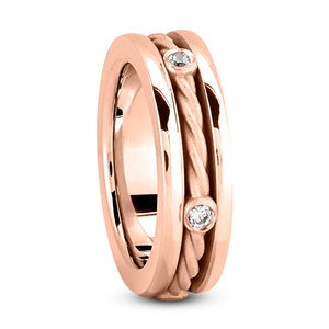 Harry Men's Diamond Wedding Ring in Rope 14K Rose Gold