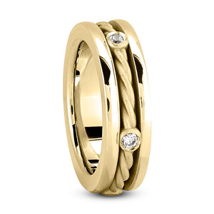 Harry Men's Diamond Wedding Ring in Rope 14K Yellow Gold
