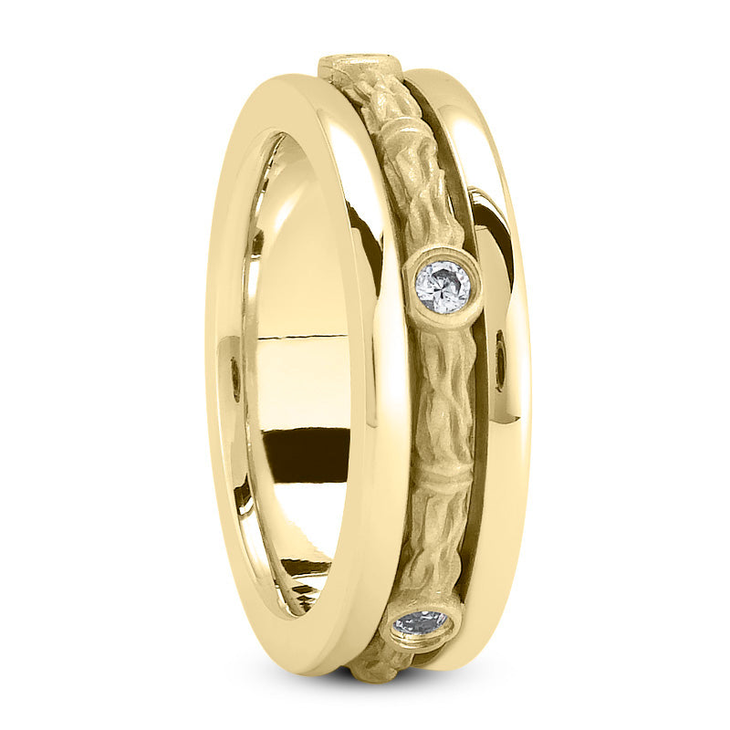 Xavier Men's Diamond Wedding Ring in Rope 14K Yellow Gold