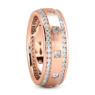 Thomas Men's Diamond Wedding Ring Round Cut Channel Set in 14K Rose Gold