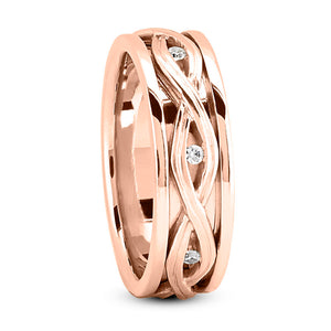 Walker Men's Diamond Wedding Ring Round Cut Infinity Set in 14K Rose Gold