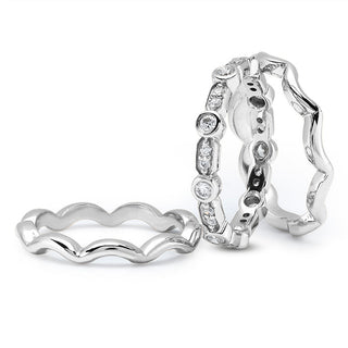 Everett Men's Diamond Wedding Ring Round Cut Multi-layered Set in 14K White Gold