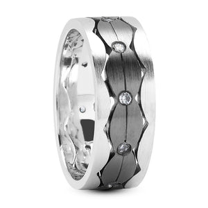 Aaron Men's Diamond Wedding Ring Round Cut Floating Diamonds in 14K White Gold