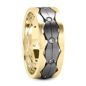 Aaron Men's Diamond Wedding Ring Round Cut Floating Diamonds in 14K Yellow Gold