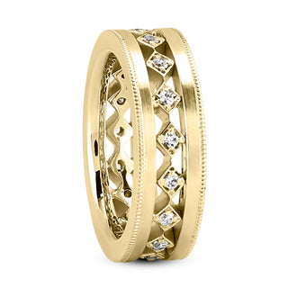 Easton Men's Diamond Wedding Ring Round Cut Floating Diamond Set in 14K Yellow Gold