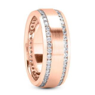 Jayden Men's Diamond Wedding Ring Round Cut Beading in 14K Rose Gold