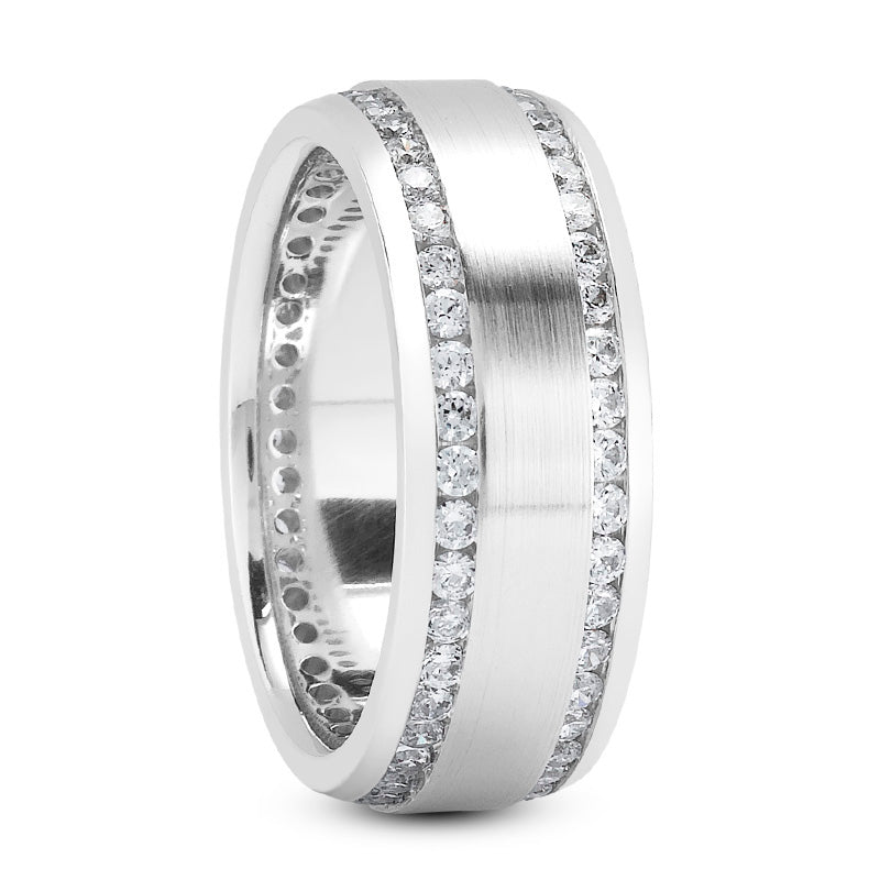 Jayden Men's Diamond Wedding Ring Round Cut Beading in 14K White Gold