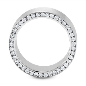 Charles Men's Diamond Wedding Ring Round Cut Beading in 14K White Gold side