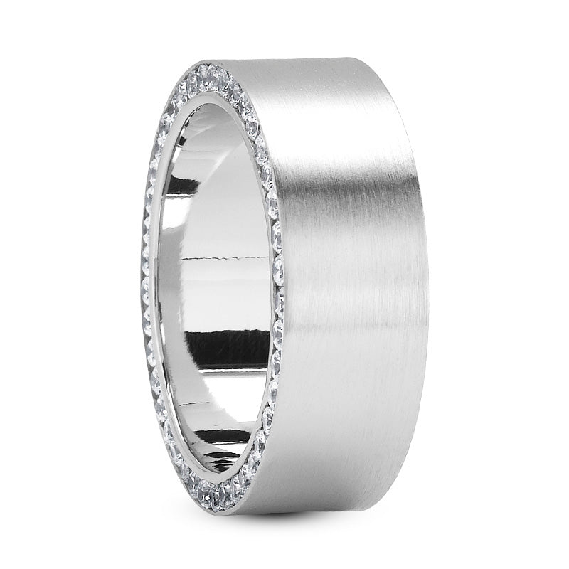 Charles Men's Diamond Wedding Ring Round Cut Channel Set in Platinum