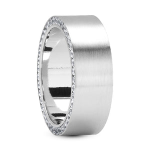 Charles Men's Diamond Wedding Ring Round Cut Beading in 14K White Gold