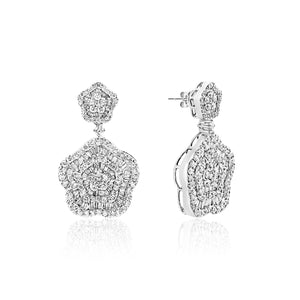 Nellie 5 Carat Combine Mix Shape Hanging Diamond Earrings Front and Side View