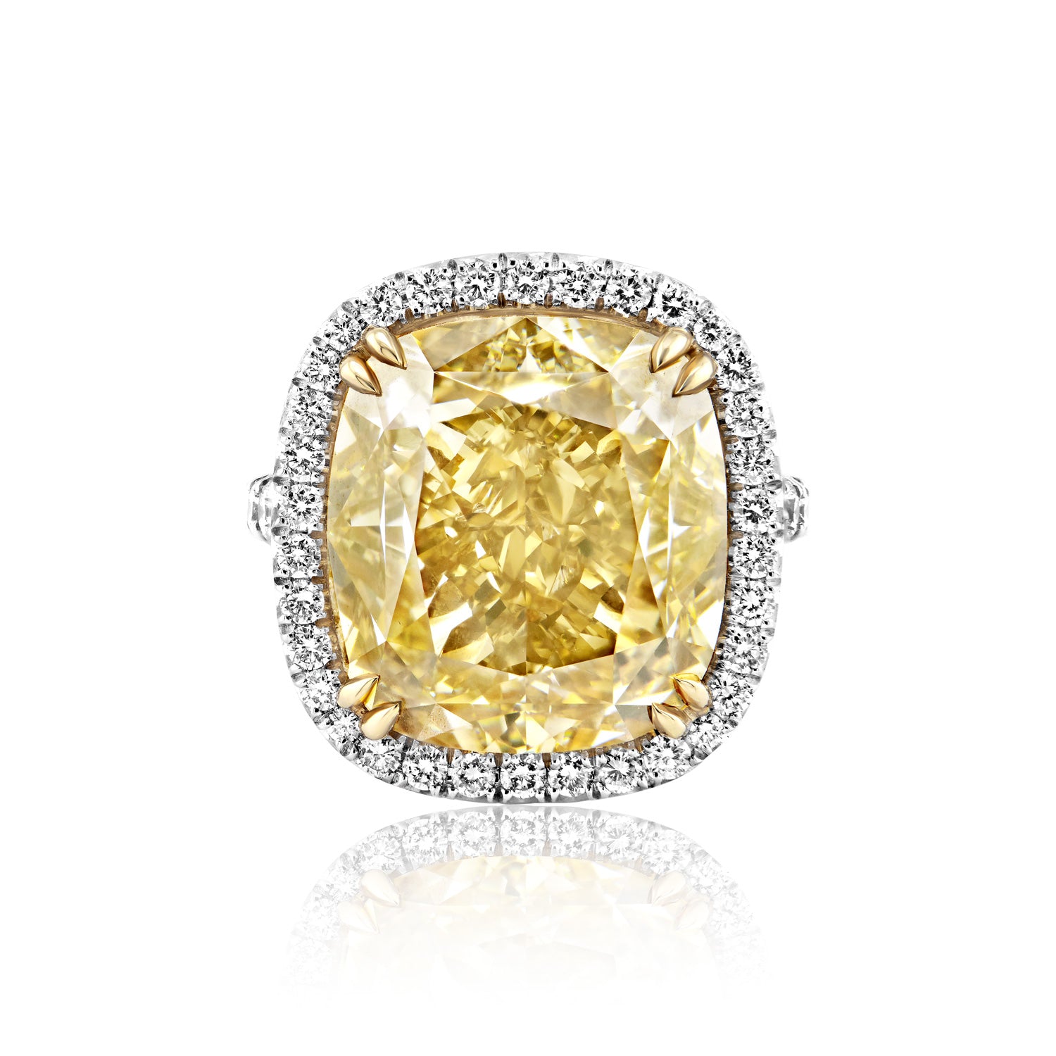 Addisyn 21 Carat Fancy Brownish Greenish Yellow SI1 Cushion Cut Diamond Engagement Ring Front View