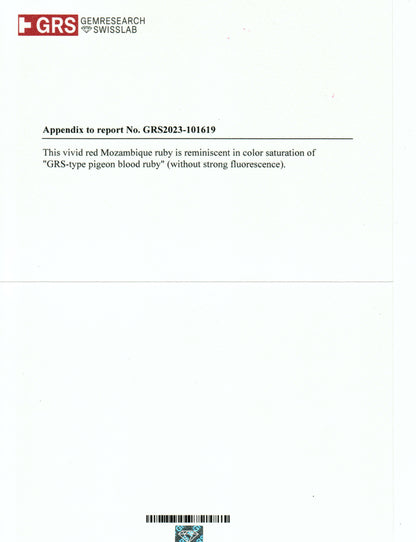 GRS report 2nd page 3.53 Carats Cushion Cut Heat Pigeon Blood Red Ruby Loose Gemstone