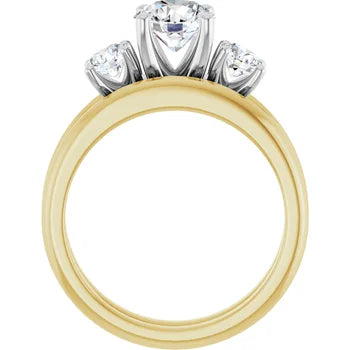 Gianna 1.50 Carat Round Cut Three Stone Diamond Engagement Ring in 14k Yellow Gold Side