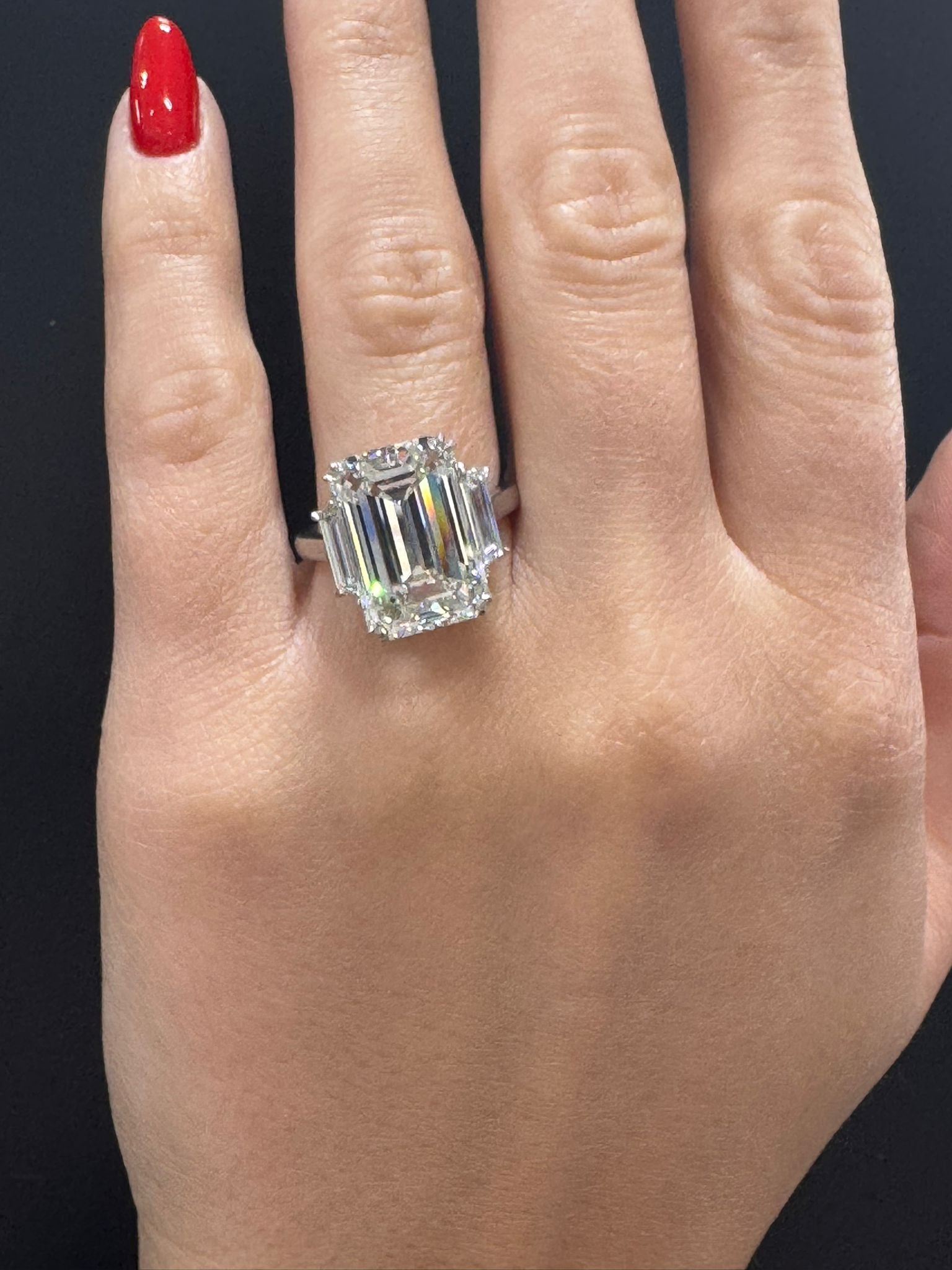 Henley 12 Carat Emerald Cut Diamond Engagement Ring in Platinum