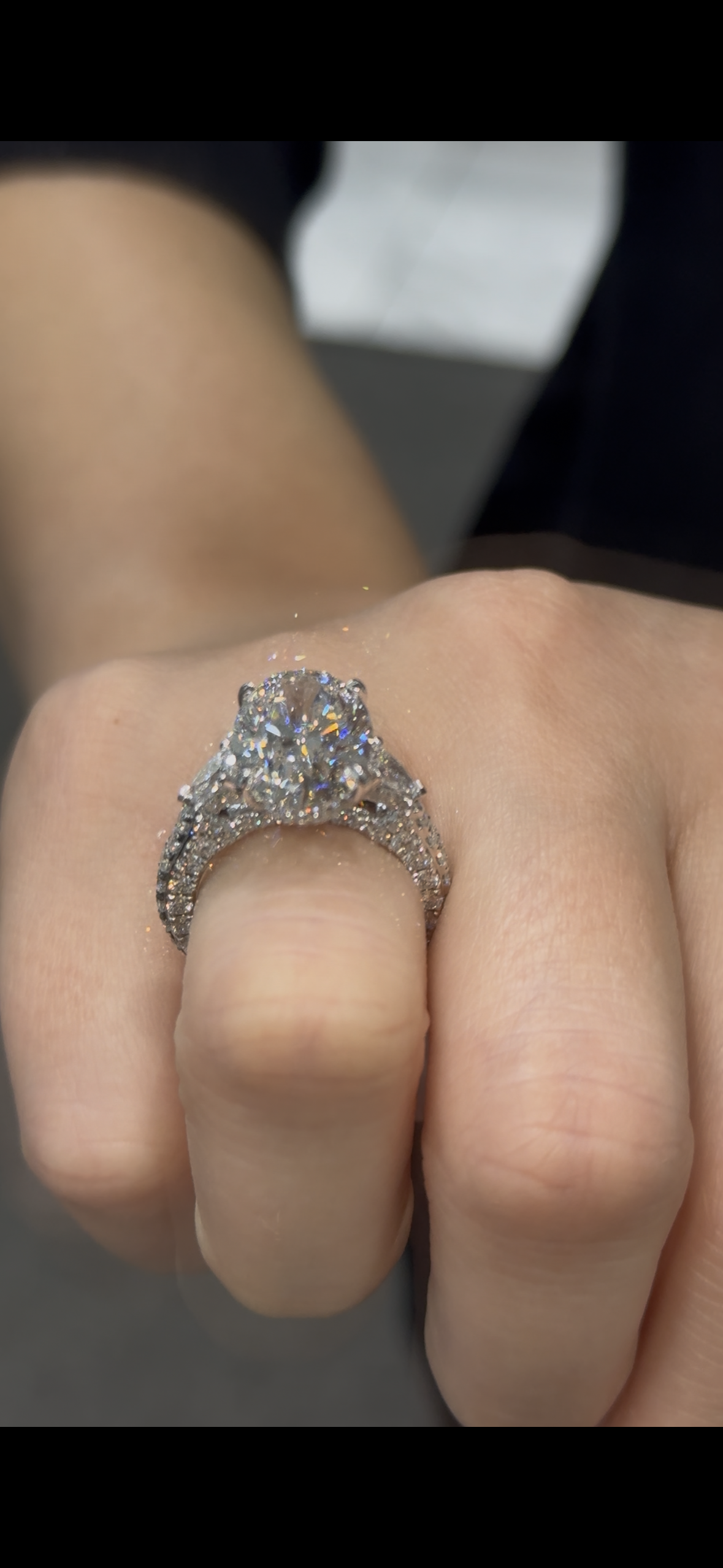 Lironae 7.50 Ct Oval Lab Grown Diamond Engagement Ring in 18k White Gold