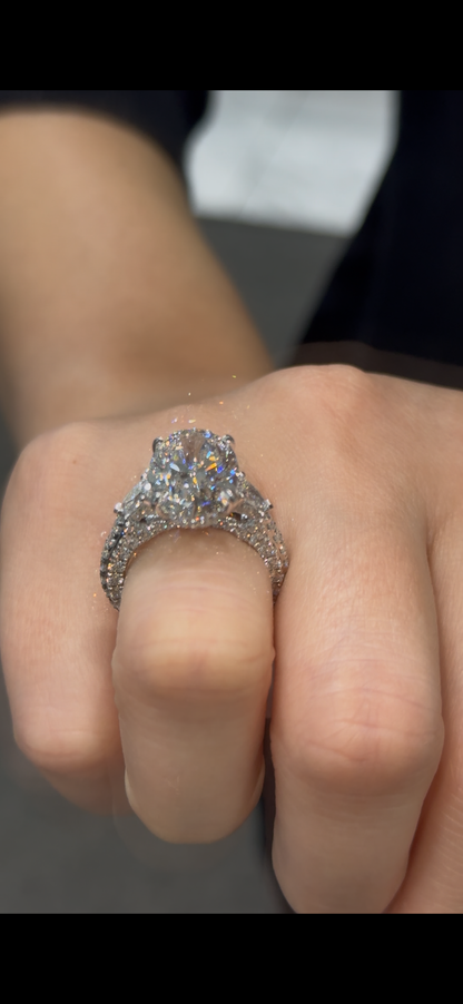 Lironae 7.50 Ct Oval Lab Grown Diamond Engagement Ring in 18k White Gold