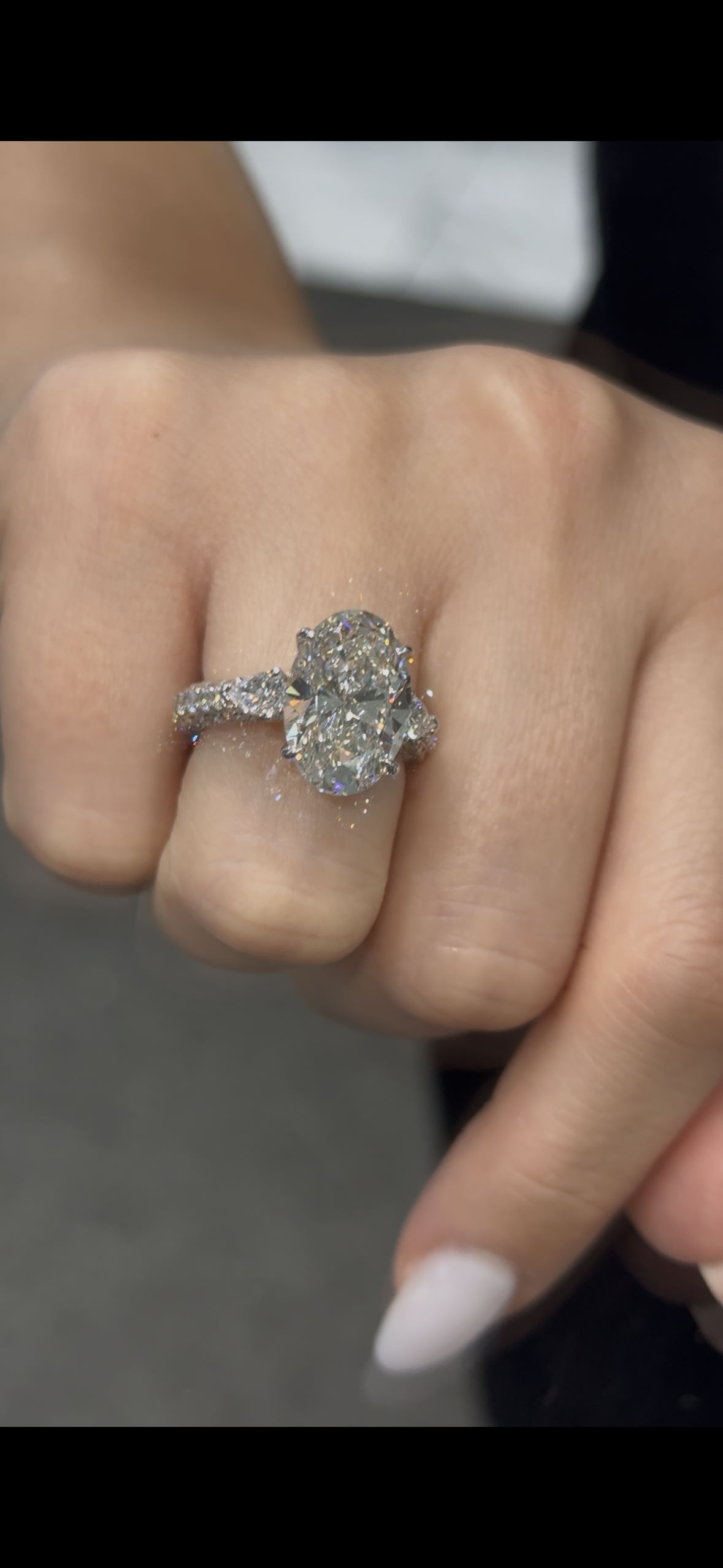 Lironae 7.50 Ct Oval Lab Grown Diamond Engagement Ring in 18k White Gold