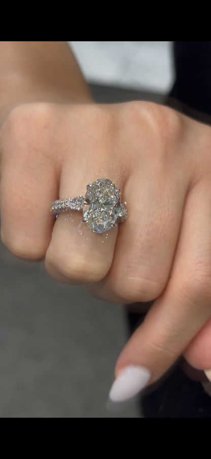 Lironae 7.50 Ct Oval Lab Grown Diamond Engagement Ring in 18k White Gold