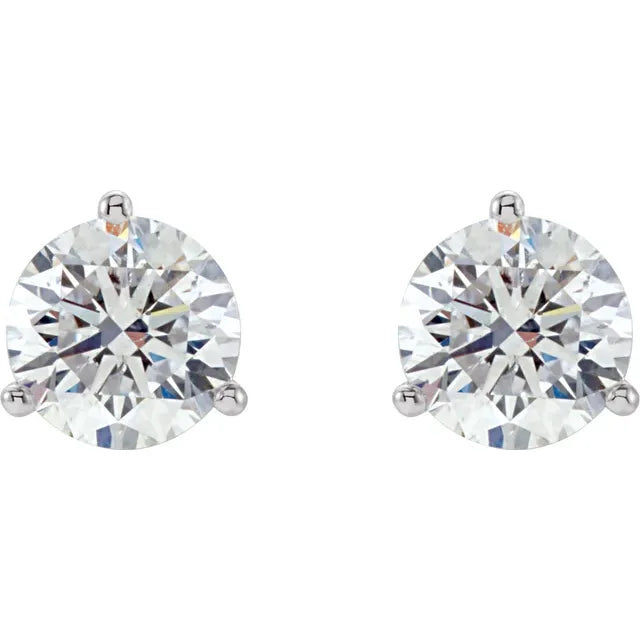 Isella 2 Carat and 2.50 Carat Round Cut Diamond Stud Earrings in 14k White Gold