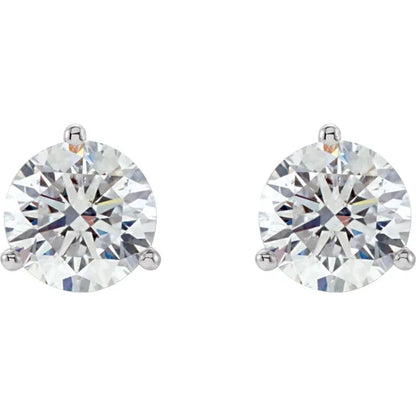 Isella 2 Carat and 2.50 Carat Round Cut Diamond Stud Earrings in 14k White Gold