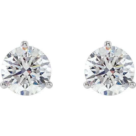 Isella 2 Carat and 2.50 Carat Round Cut Diamond Stud Earrings in 14k White Gold