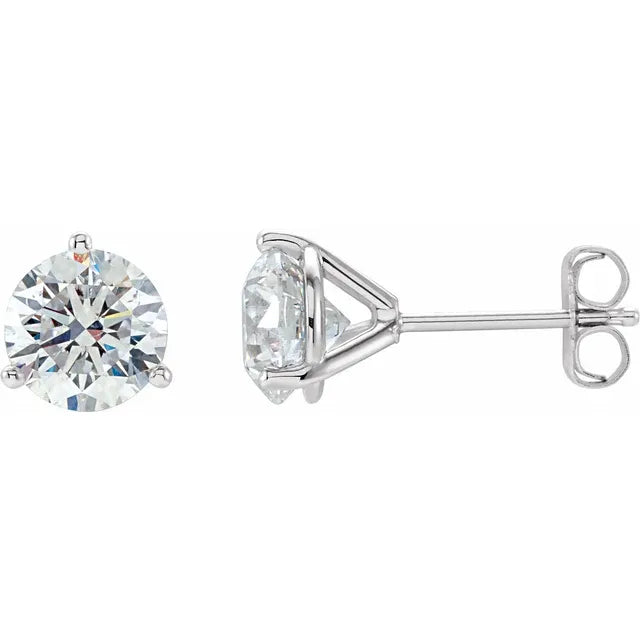 Isella 2 Carat and 2.50 Carat Round Cut Diamond Stud Earrings in 14k White Gold Side