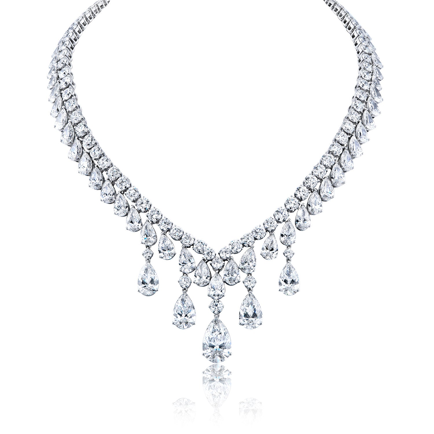 Leeah 105 Carats Combine Mix Shape Lab-Grown Diamond Bib Necklace