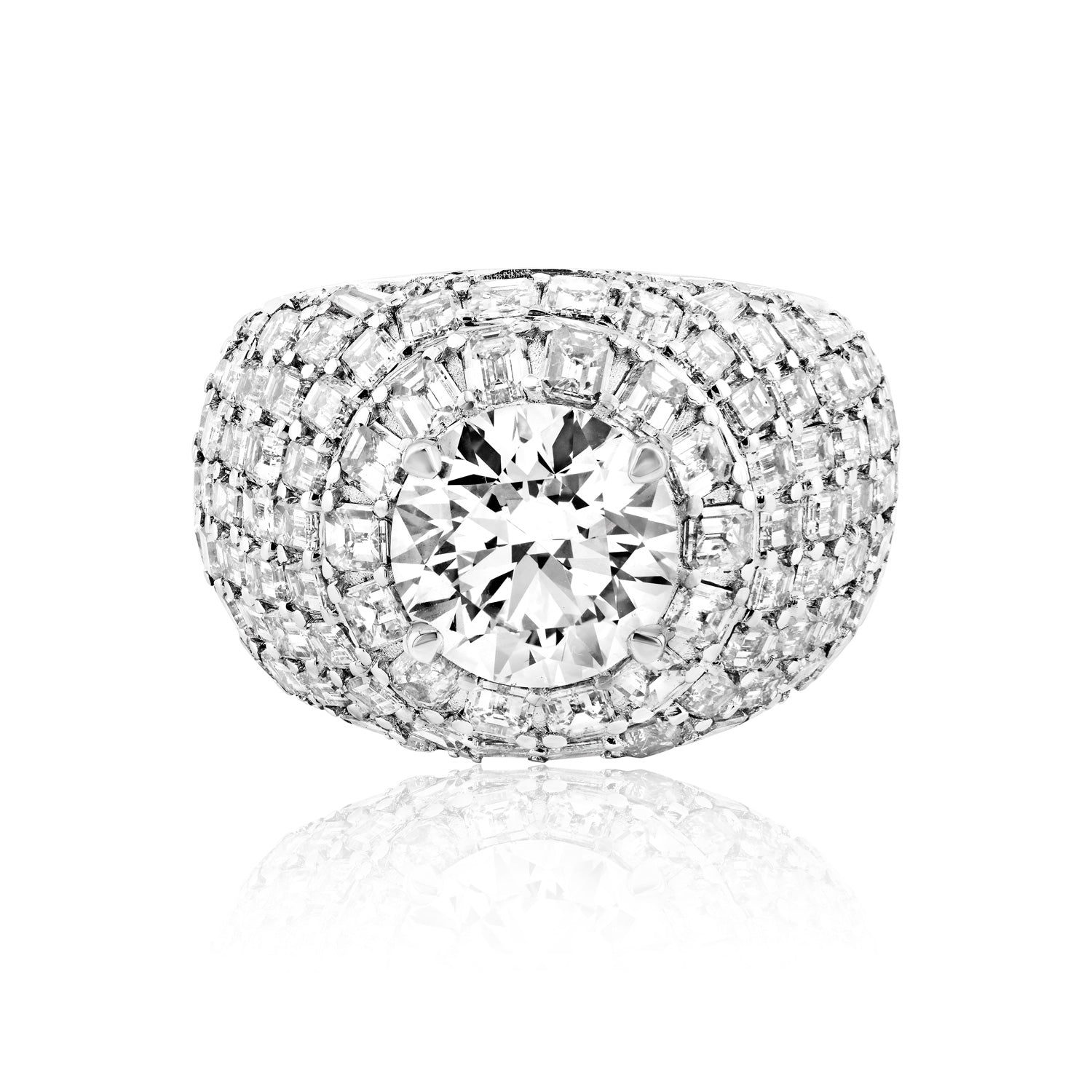 Leighanna 16 Carat G VS1 Round Brilliant Lab-Grown Diamond Chandelier Ring Front View