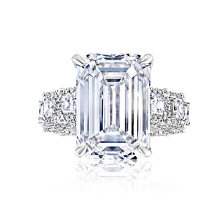 Liliya 22 Carats G VS2 Emerald Cut Lab-Grown Diamond Engagement Ring Front View