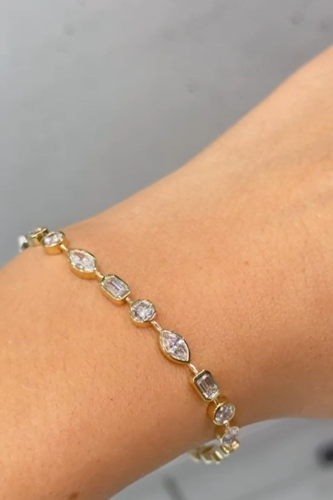 Laarni 5 Carat Combined Mix Shape Lab Grown Diamond Bezel Bracelet in 14k Yellow Gold