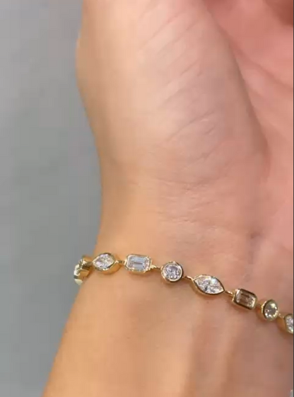 Laarni 5 Carat Combined Mix Shape Lab Grown Diamond Bezel Bracelet in 14k Yellow Gold