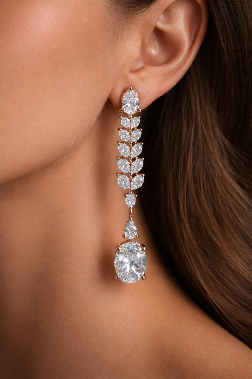 Laina 8 Carats Pear & Oval Cut Lab Grown Diamond Drop Earrings in 14K White Gold